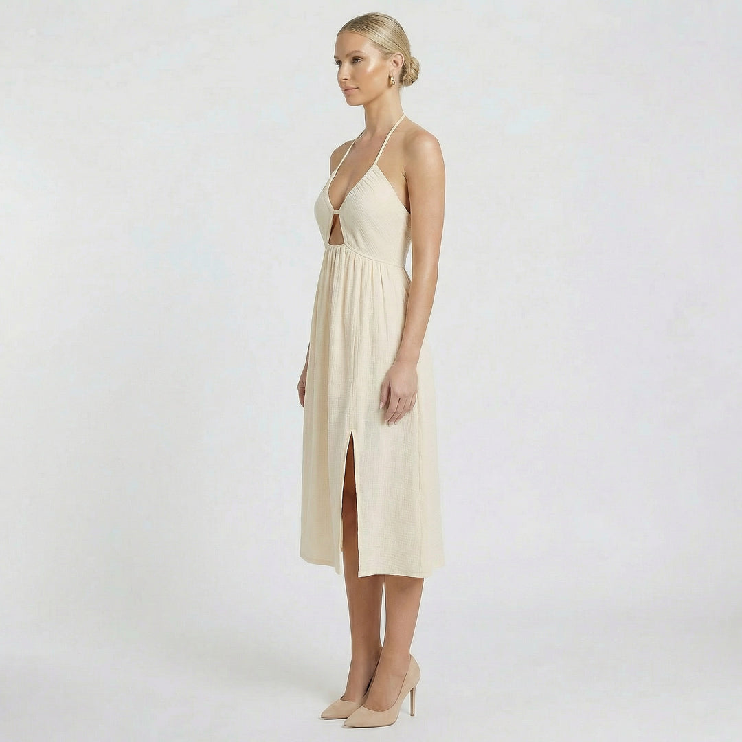 Women’s Sleeveless Midi Dress – Cutout Summer Party Dress