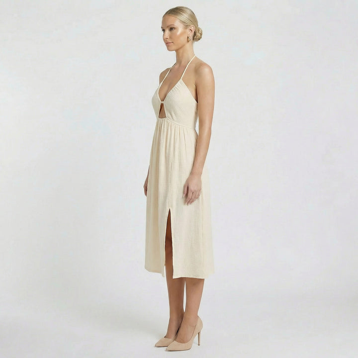 Women’s Sleeveless Midi Dress – Cutout Summer Party Dress