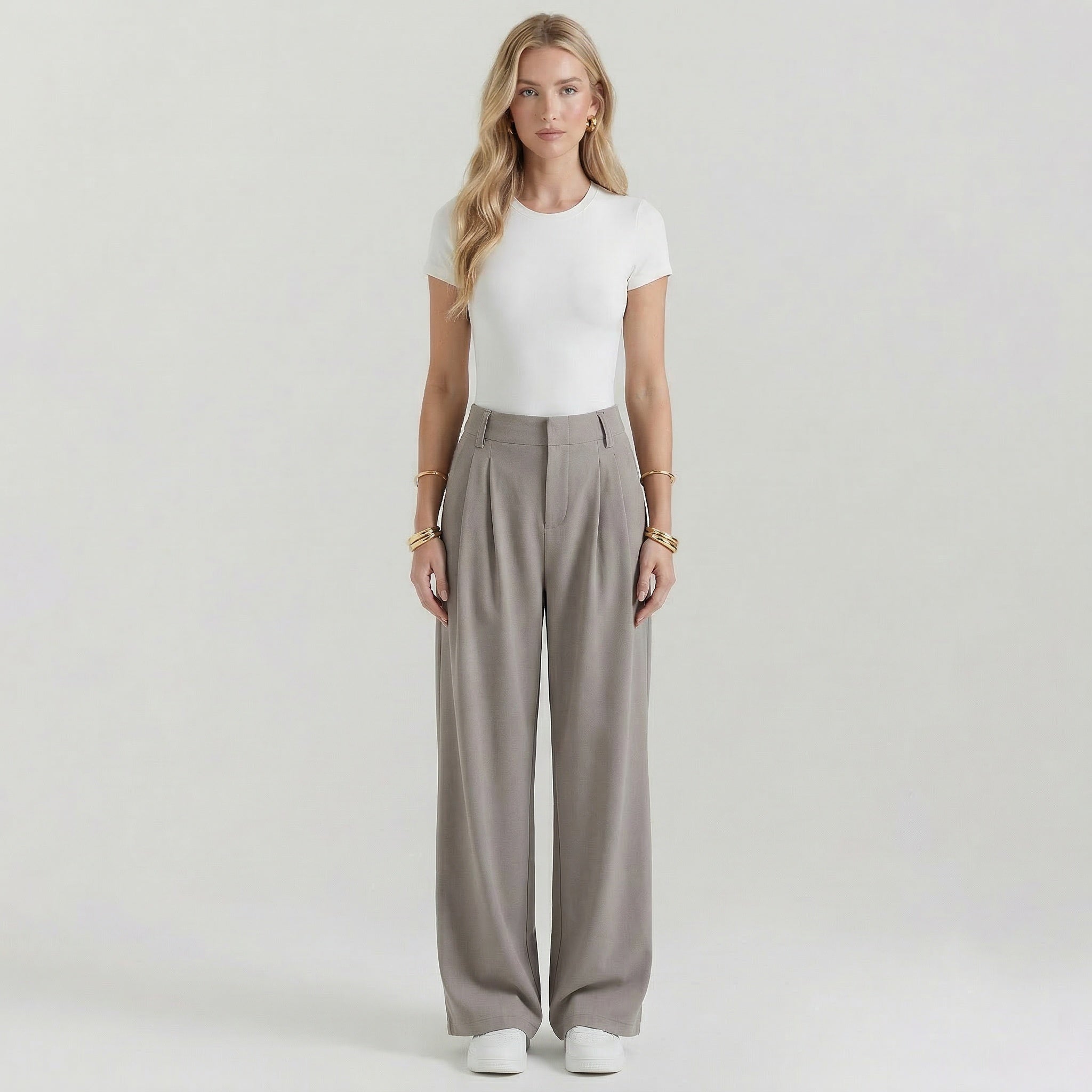 Women’s Soft Stretch Wide Leg Trousers High Rise Everyday