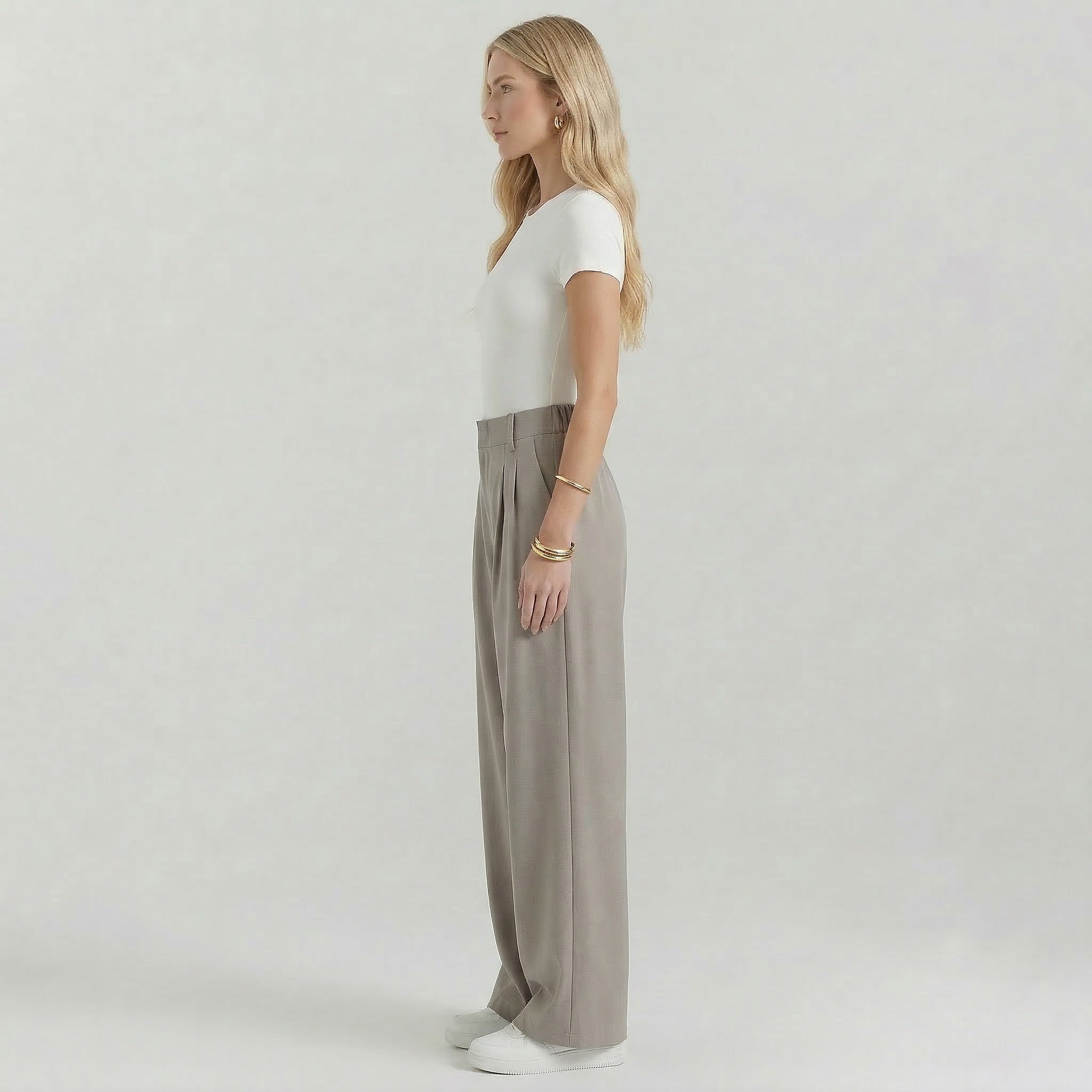 Women’s Soft Stretch Wide Leg Trousers High Rise Everyday