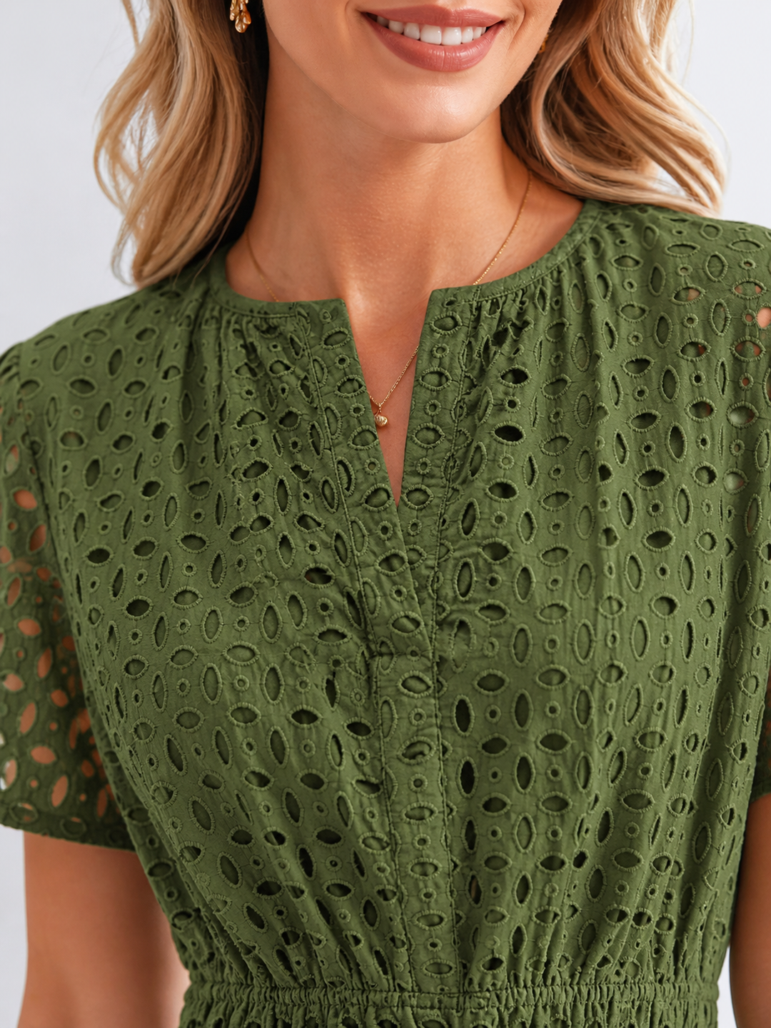 Women's A-Line Midi Dress in Breathable Cotton Blend for Summer Outings