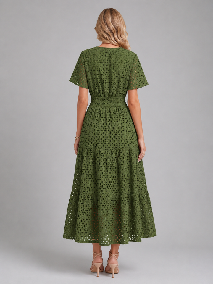 Women's A-Line Midi Dress in Breathable Cotton Blend for Summer Outings