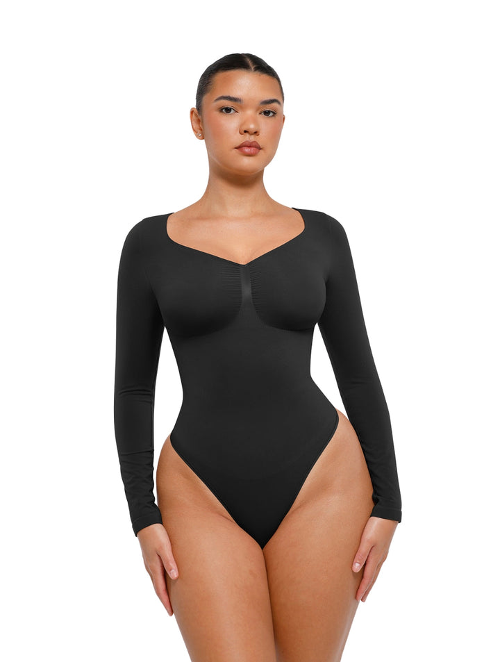 Women's Bodysuit Long Sleeve Ruched Stretchy Fabric