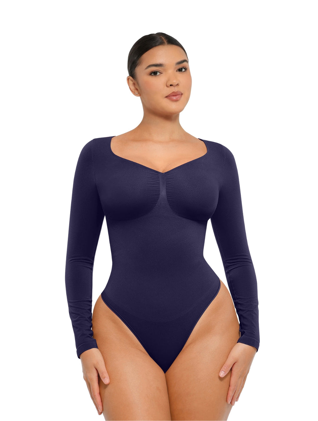 Women's Bodysuit Long Sleeve Ruched Stretchy Fabric