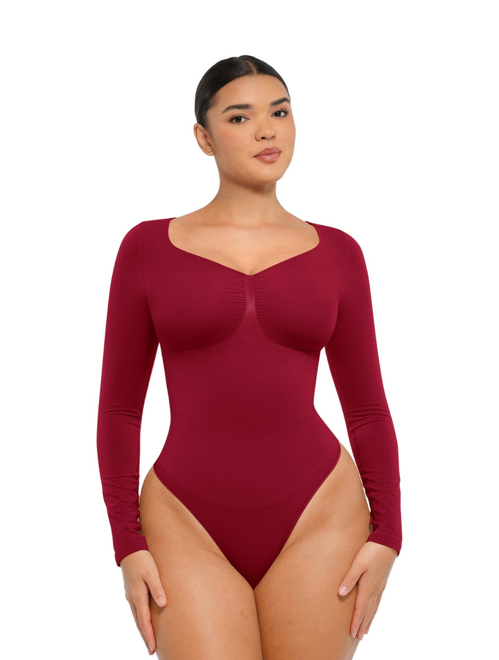 Women's Bodysuit Long Sleeve Ruched Stretchy Fabric