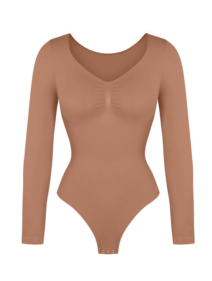 Women's Bodysuit Long Sleeve Ruched Stretchy Fabric
