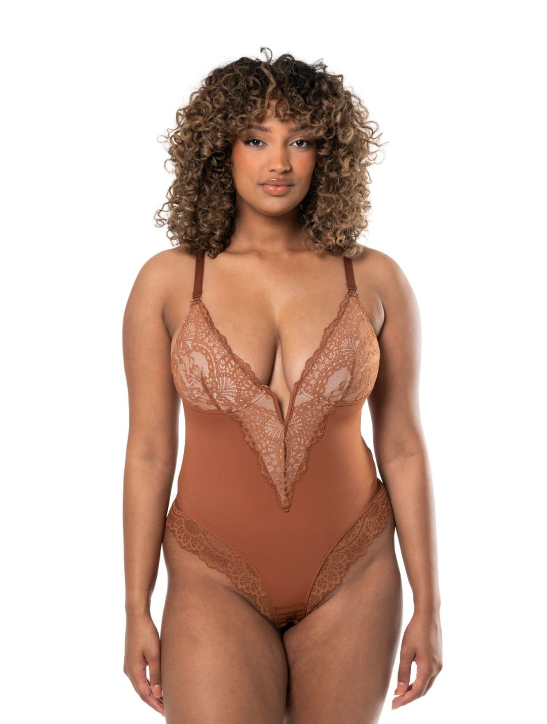 Women's Bodysuit V-Neck Lace Design Body-Hugging Fit
