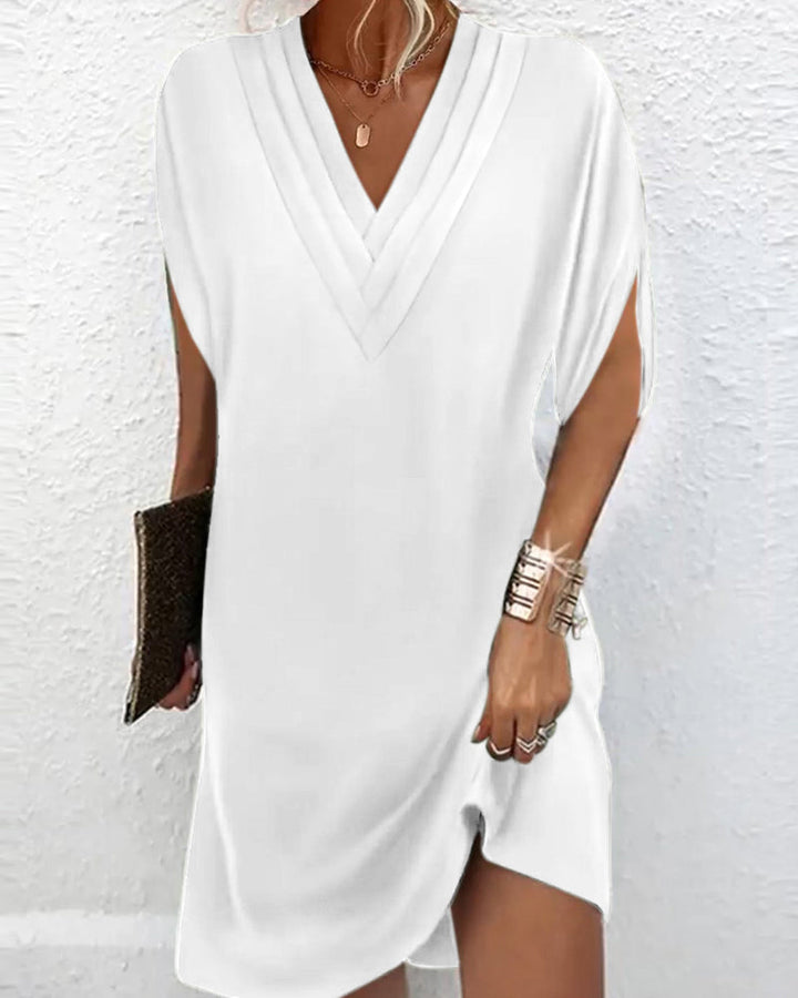 Women's Elegant Dress with Slit Sleeves in Soft Polyester for Versatile Occasions