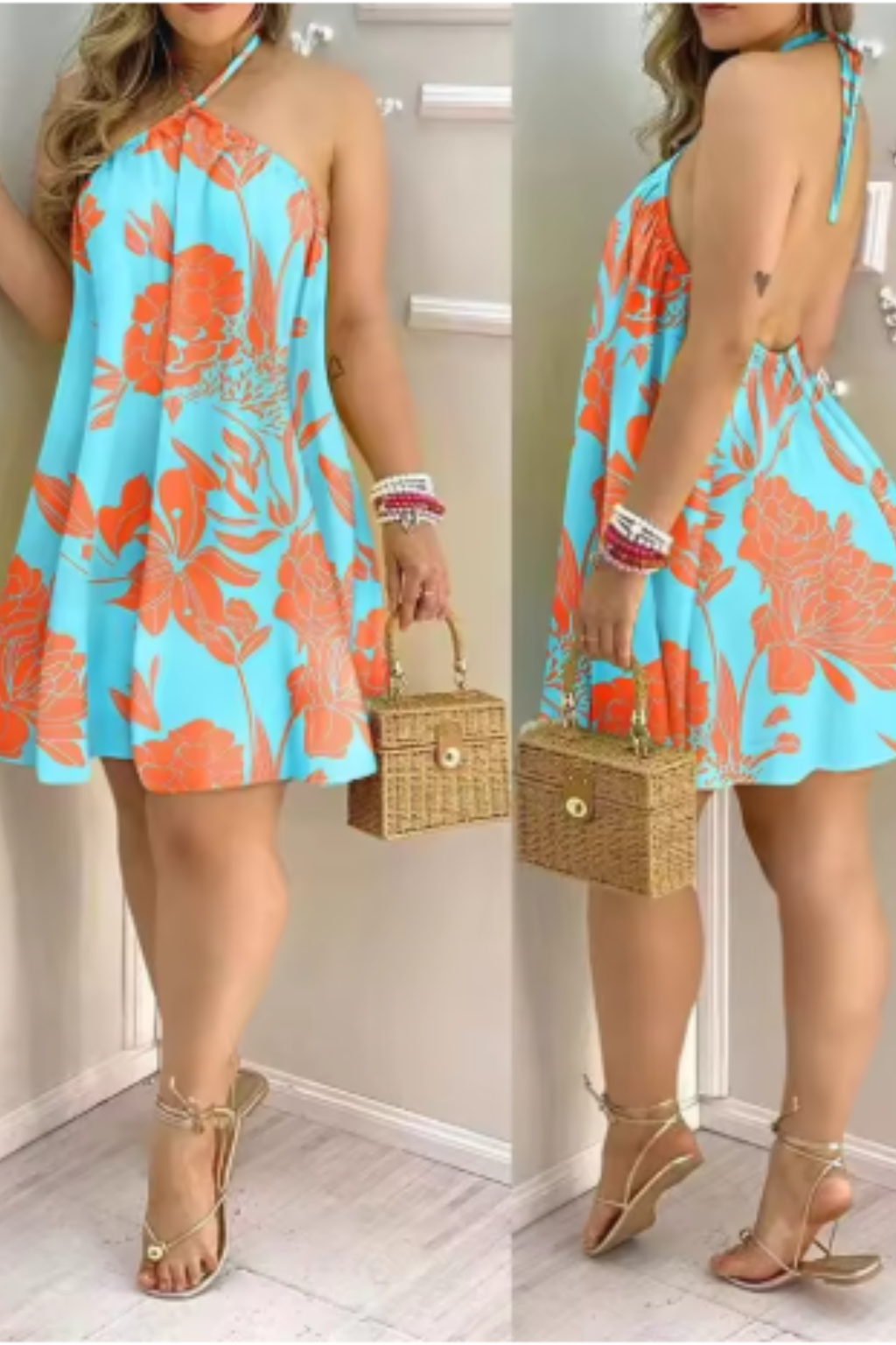Women's Elegant Halter Neck Mini Dress | Fitted Backless Summer Cocktail Dress
