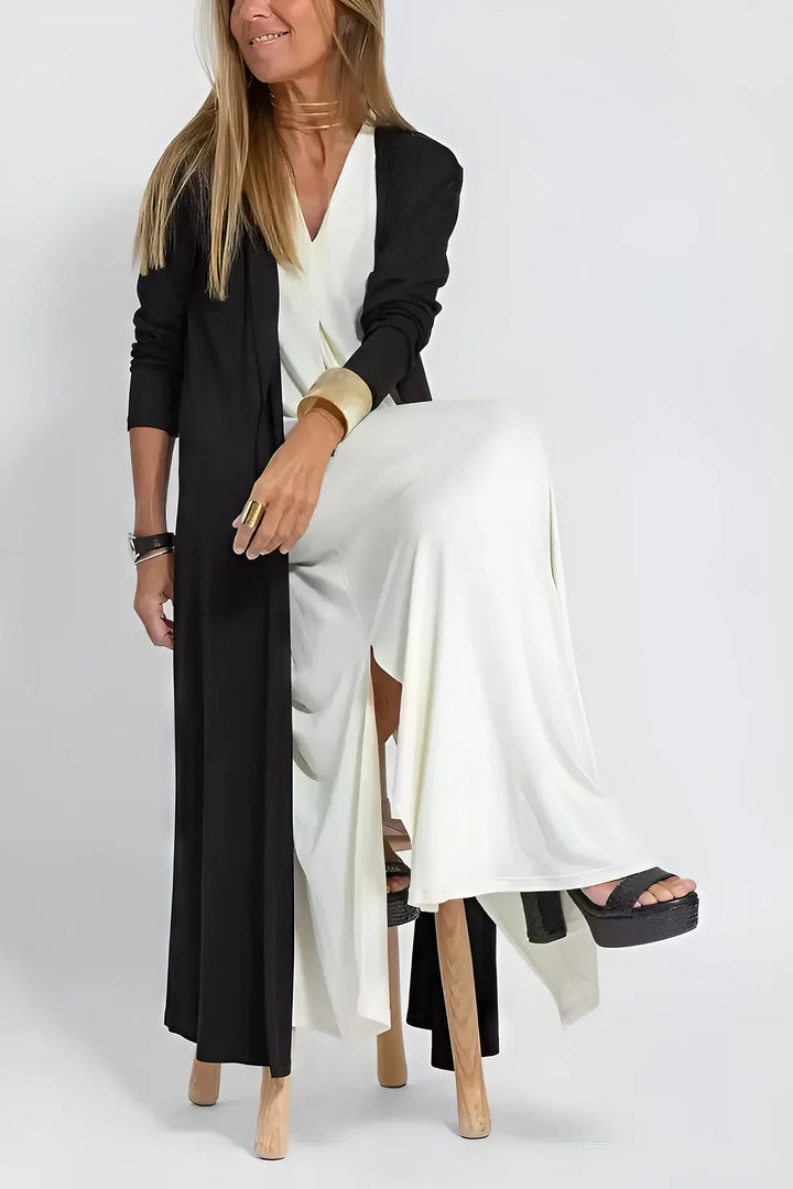 Women's Elegant Long Dress with Coordinated Cardigan for Versatile Occasions