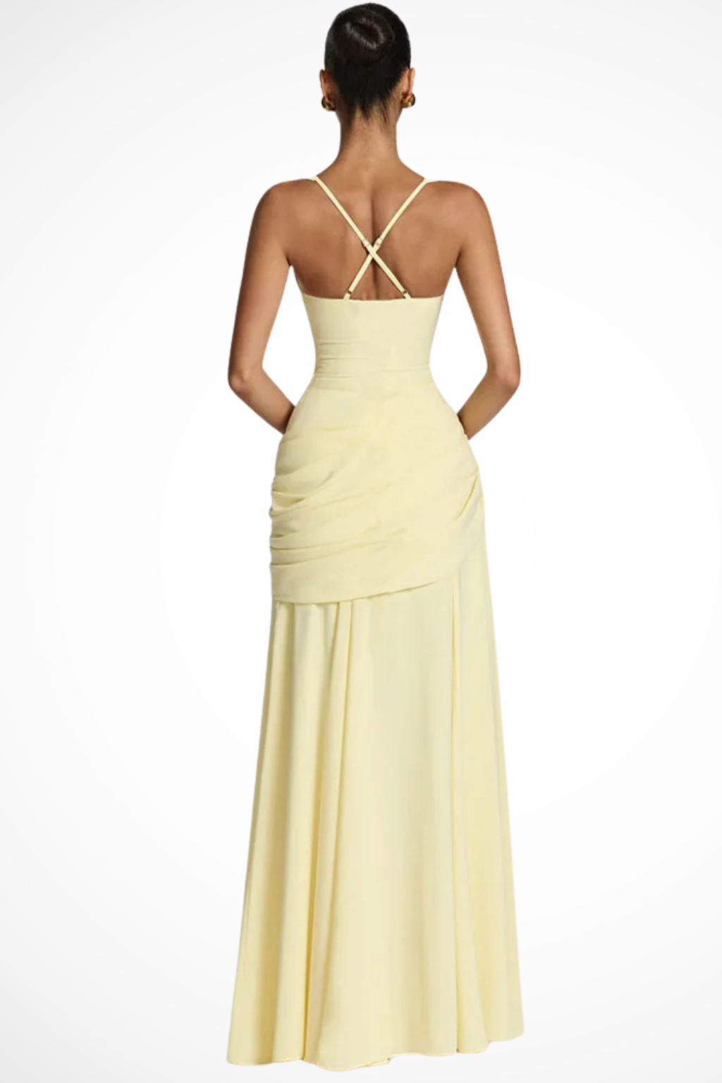 Women's Elegant Ruched A-Line Maxi Dress | Formal Evening Gown with Square Neckline
