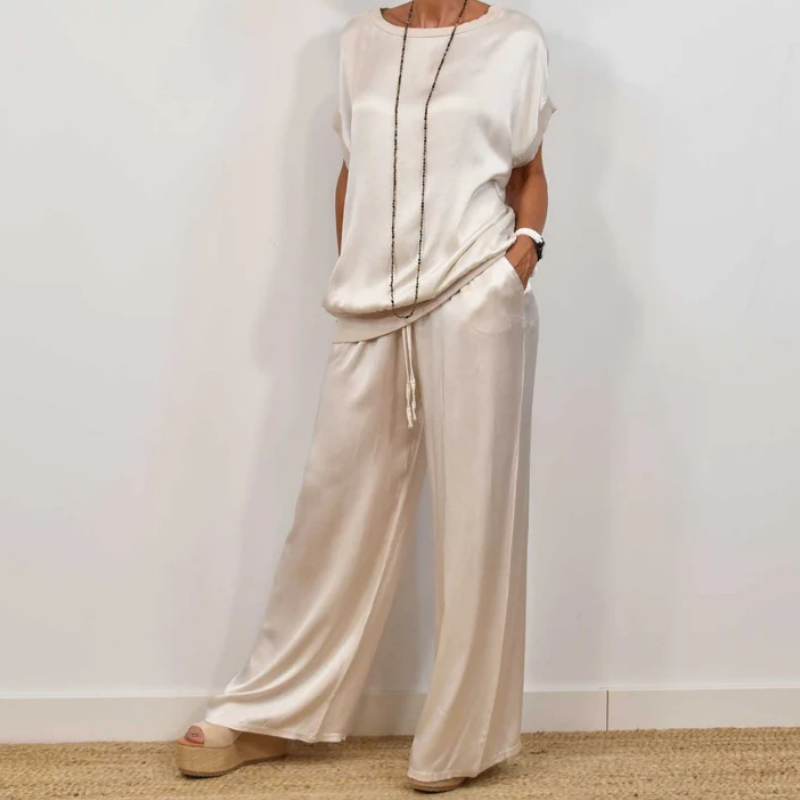 Women's Elegant Two-Piece Set with Adjustable Waist for Versatile Everyday Wear