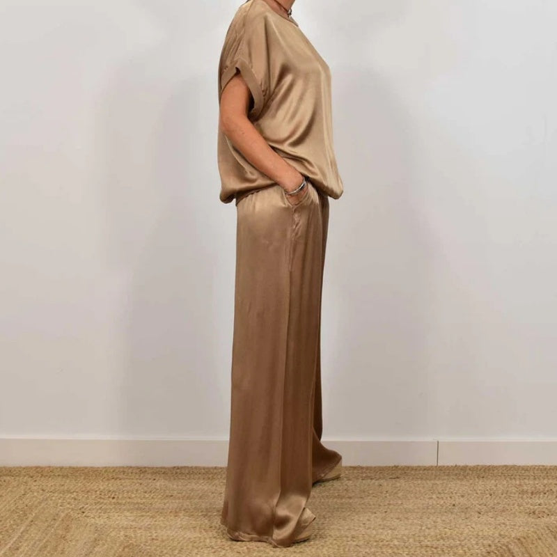 Women's Elegant Two-Piece Set with Adjustable Waist for Versatile Everyday Wear
