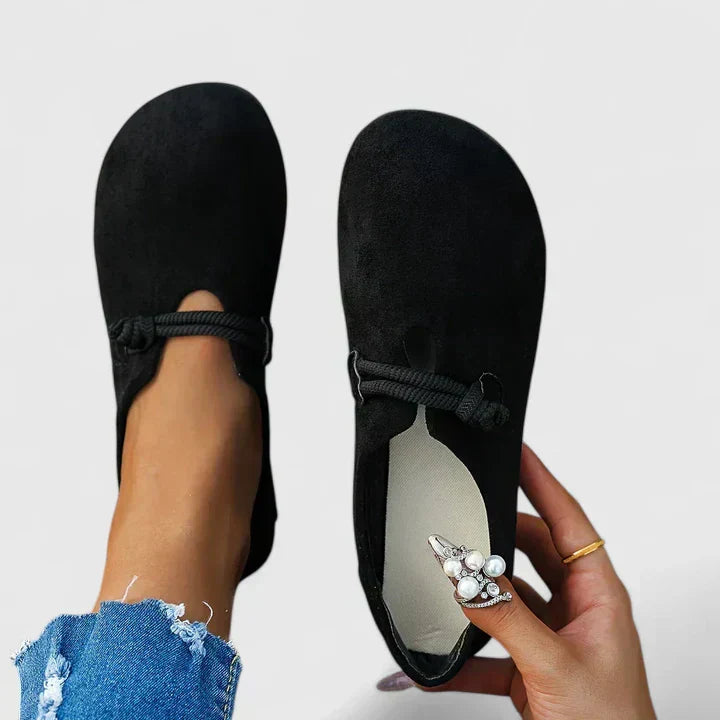 Women's Ergonomic Leather Loafers | Comfortable Black Slip-On Shoes 1