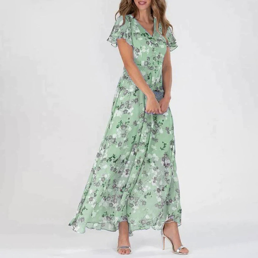 Women's Floral Maxi Dress with Flowing Silhouette for Summer Outings