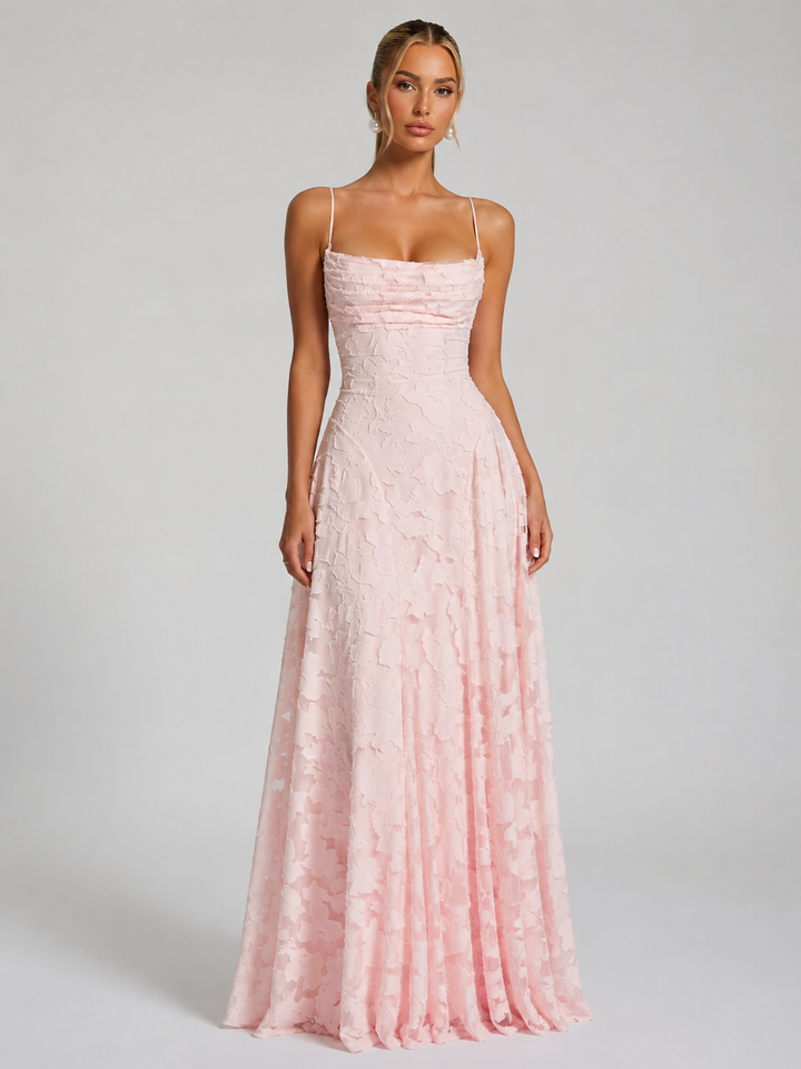 Women's Floral Maxi Dress with Sculpted Silhouette for Summer Weddings and Formal Events