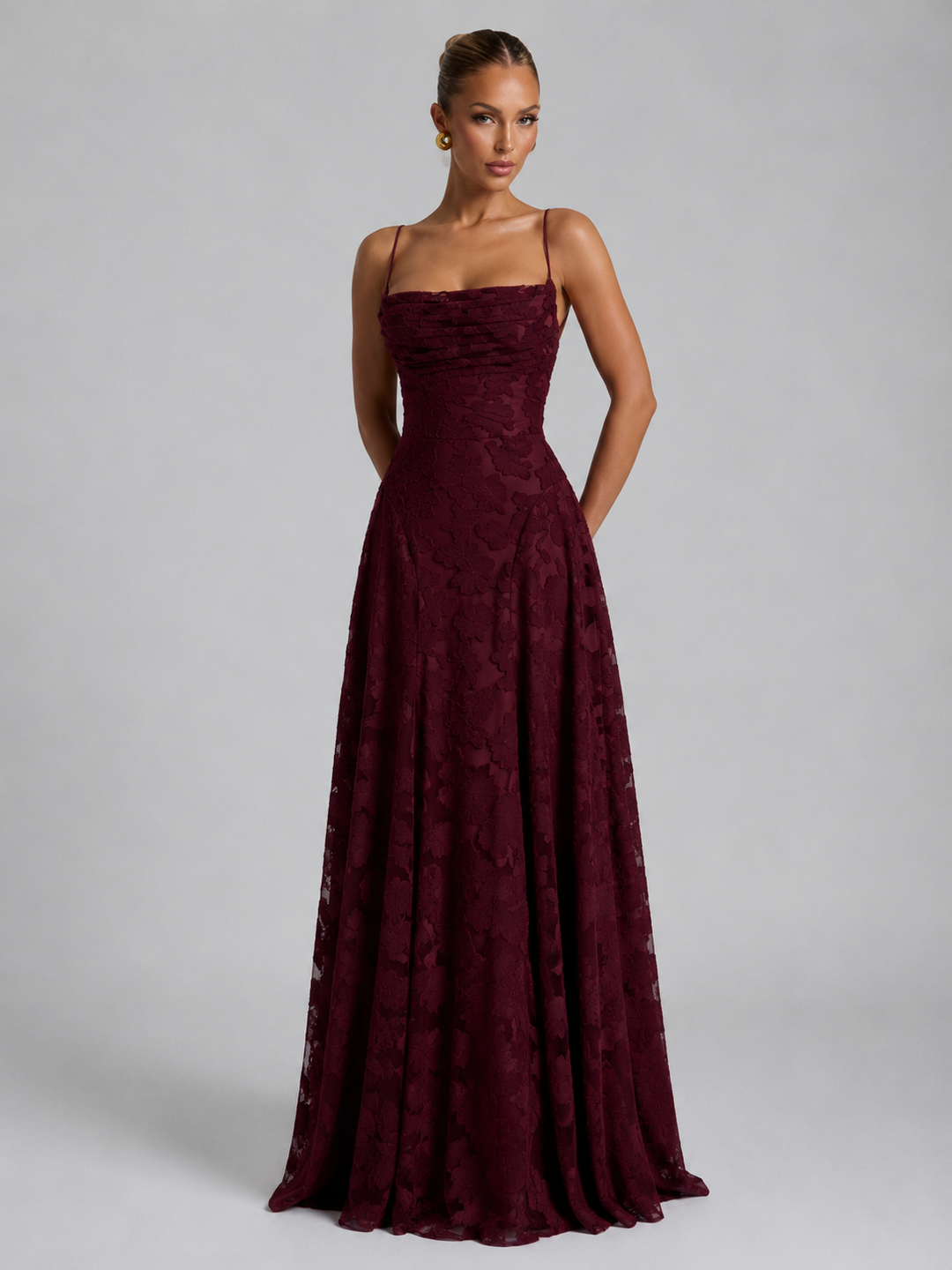 Women's Floral Maxi Dress with Sculpted Silhouette for Summer Weddings and Formal Events