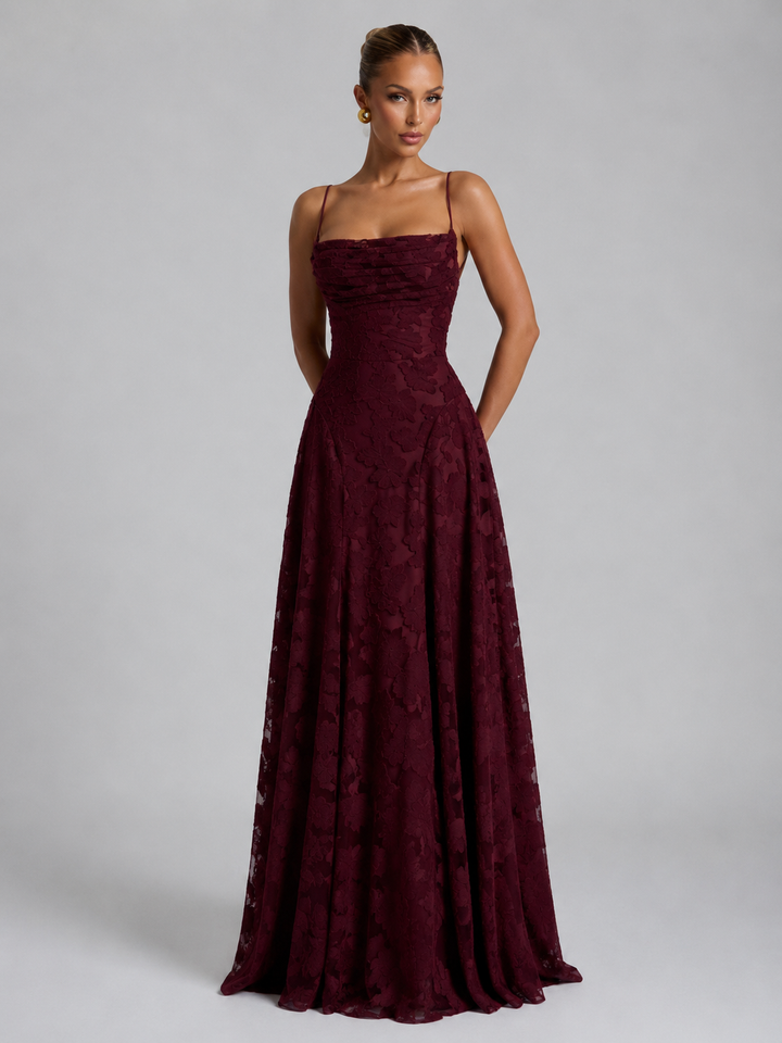 Women's Floral Maxi Dress with Sculpted Silhouette for Summer Weddings and Formal Events