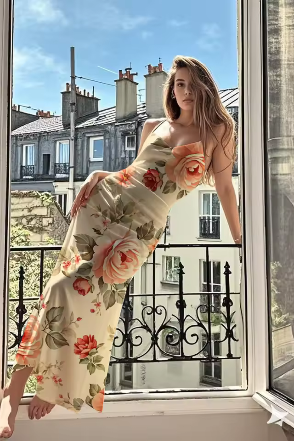 Women's Floral Maxi Dress with Spaghetti Straps in Black for Summer Weddings 3