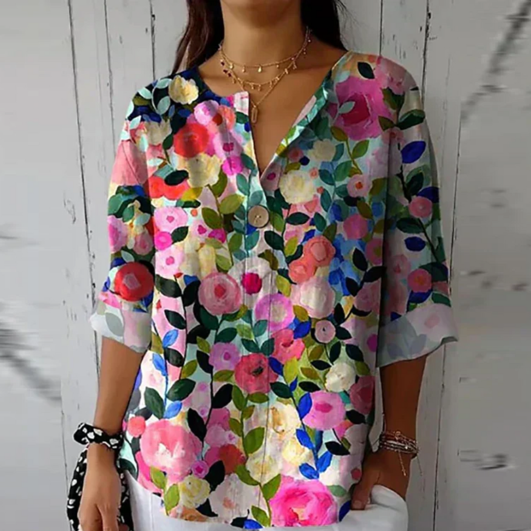 Women's Floral Print Blouse with Flattering Silhouette for Casual and Elegant Occasions
