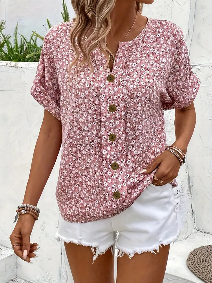 Women's Floral Print Blouse with Flowy Fit for Casual and Elegant Occasions