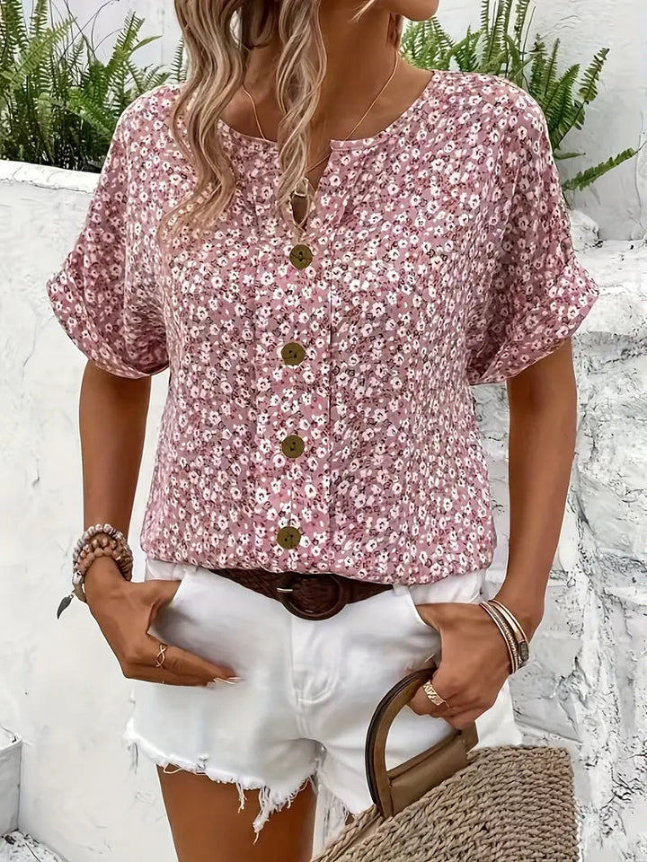 Women's Floral Print Blouse with Flowy Fit for Casual and Elegant Occasions
