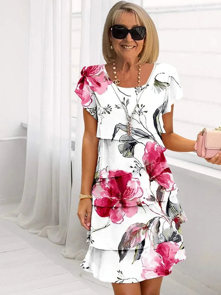 Women's Floral Print Pleated Dress | Elegant Ruffled Summer Wedding Guest Outfit 0