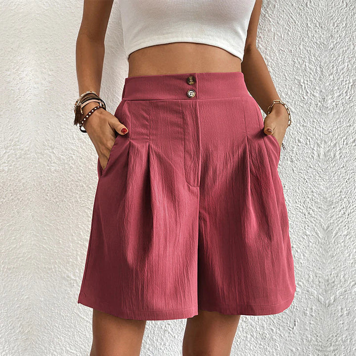 Women's High-Waist Relaxed Fit Shorts in Lightweight Fabric for Casual Summer Outings
