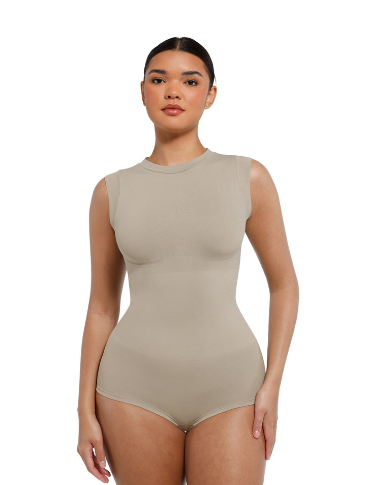 Women's High Neck Sleeveless Bodysuit with Cap Sleeves