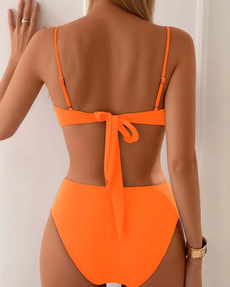 Women's High Waisted Bikini Set with Push Up Design in Soft Fabric for Beach & Pool Days