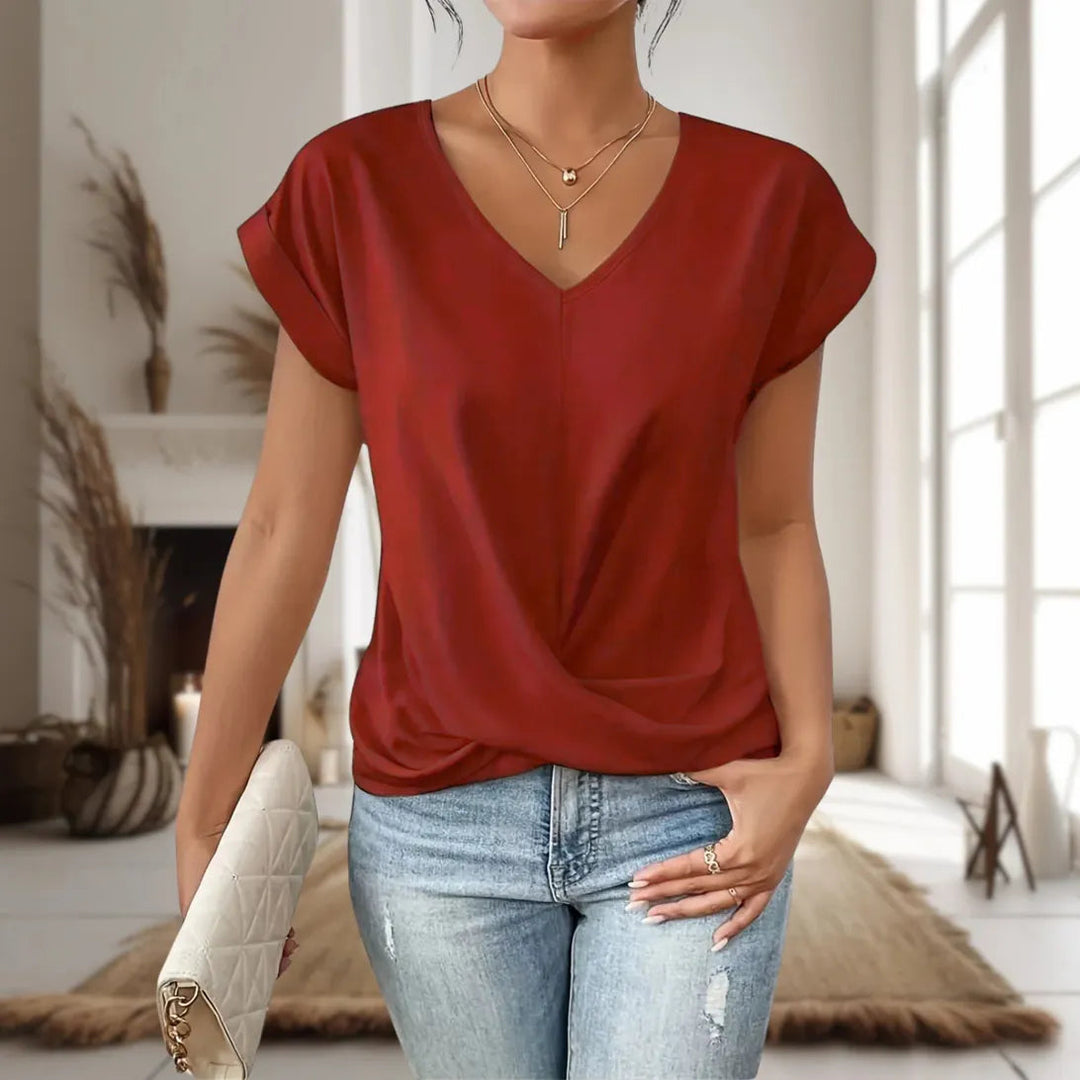 Women's Lightweight Cotton T-Shirt | Elegant Sweetheart Neck Casual Top | Soft Breathable Summer Style 3