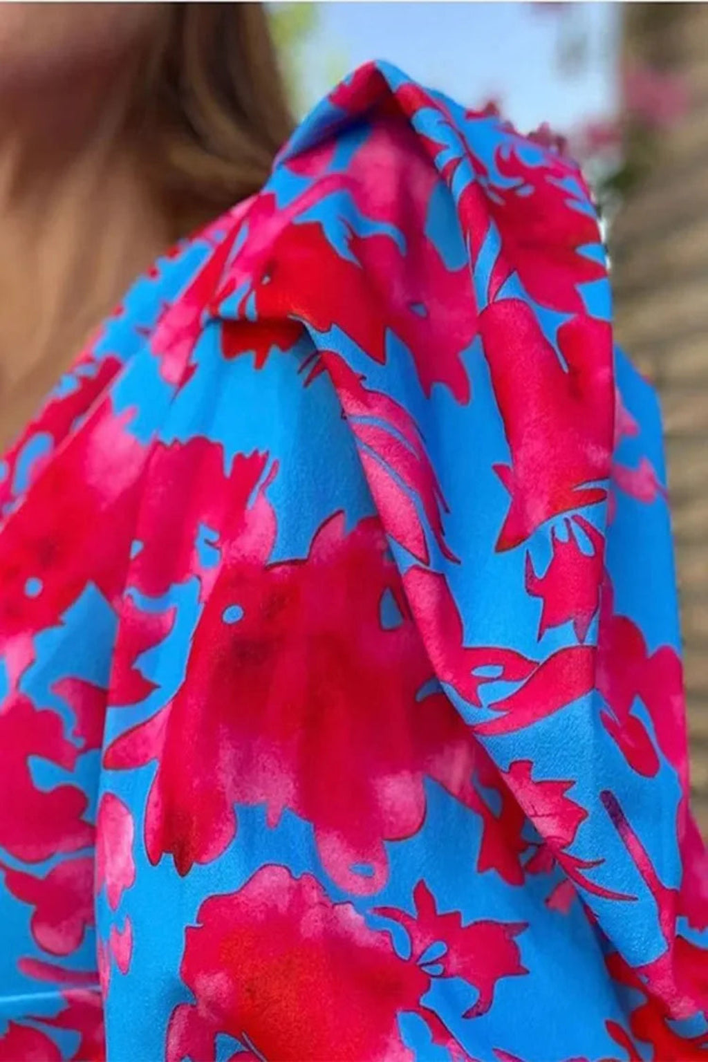 Women's Lightweight Floral Print Midi Dress | Elegant Puff Sleeve Summer Dress