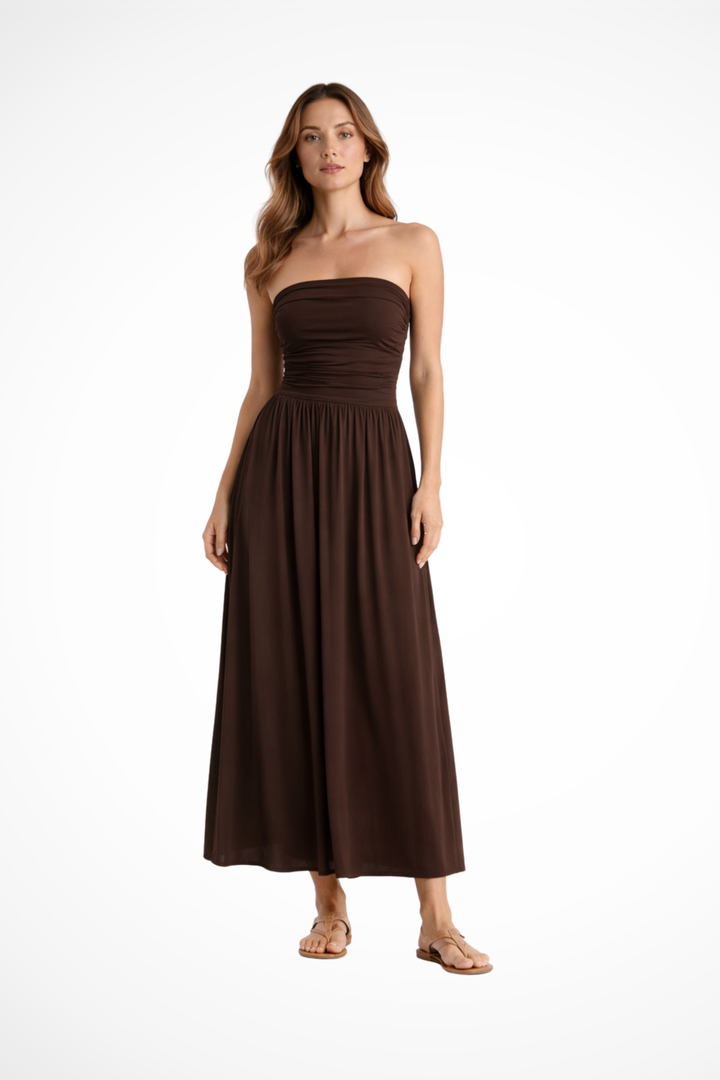 Women's Lightweight Pleated Maxi Dress | Elegant Strapless Summer Gown