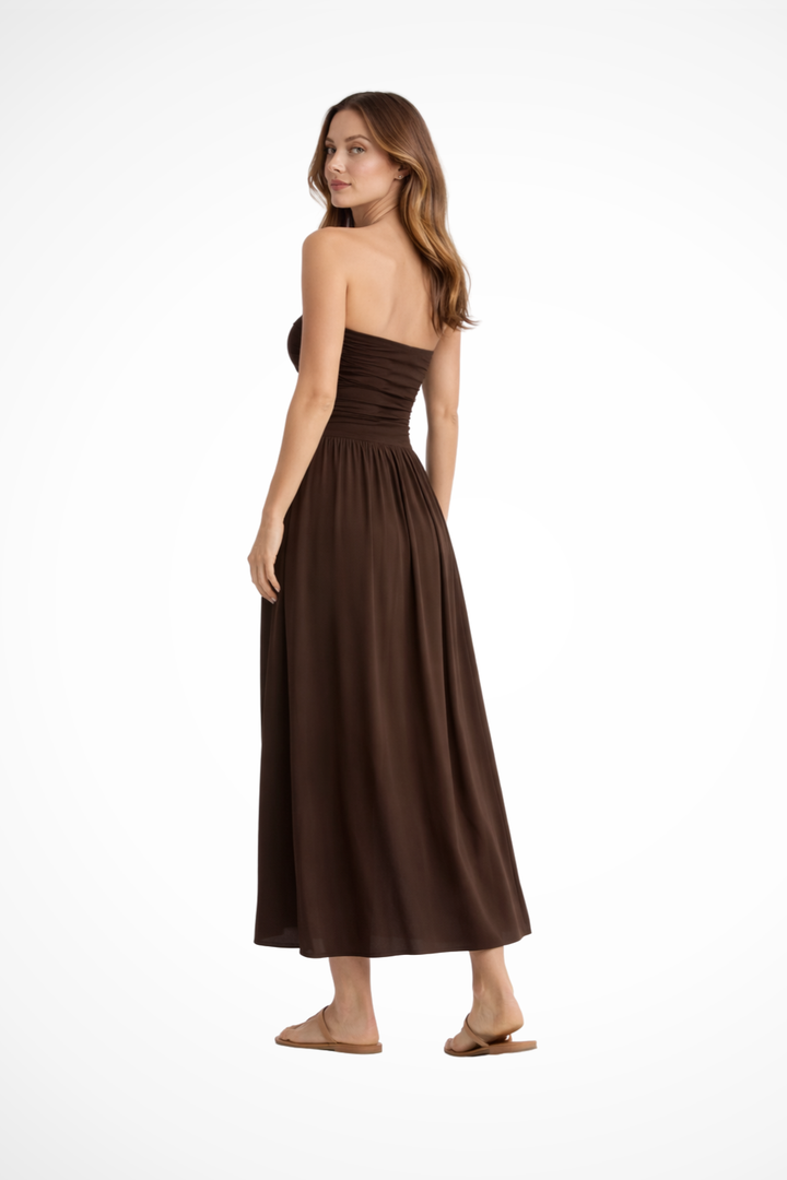 Women's Lightweight Pleated Maxi Dress | Elegant Strapless Summer Gown