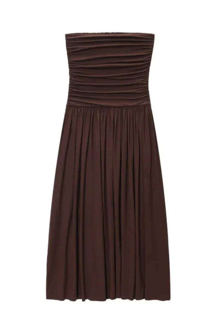 Women's Lightweight Pleated Maxi Dress | Elegant Strapless Summer Gown