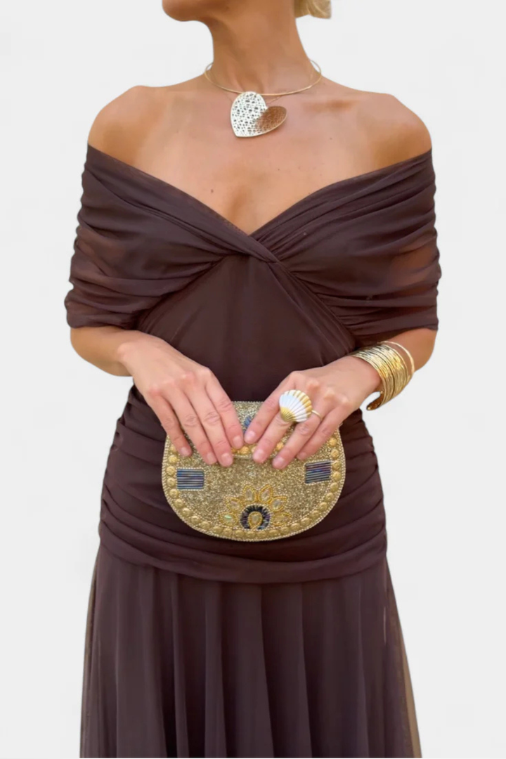 Women's Lightweight Pleated Summer Dress | Elegant Off-Shoulder Flowy Style