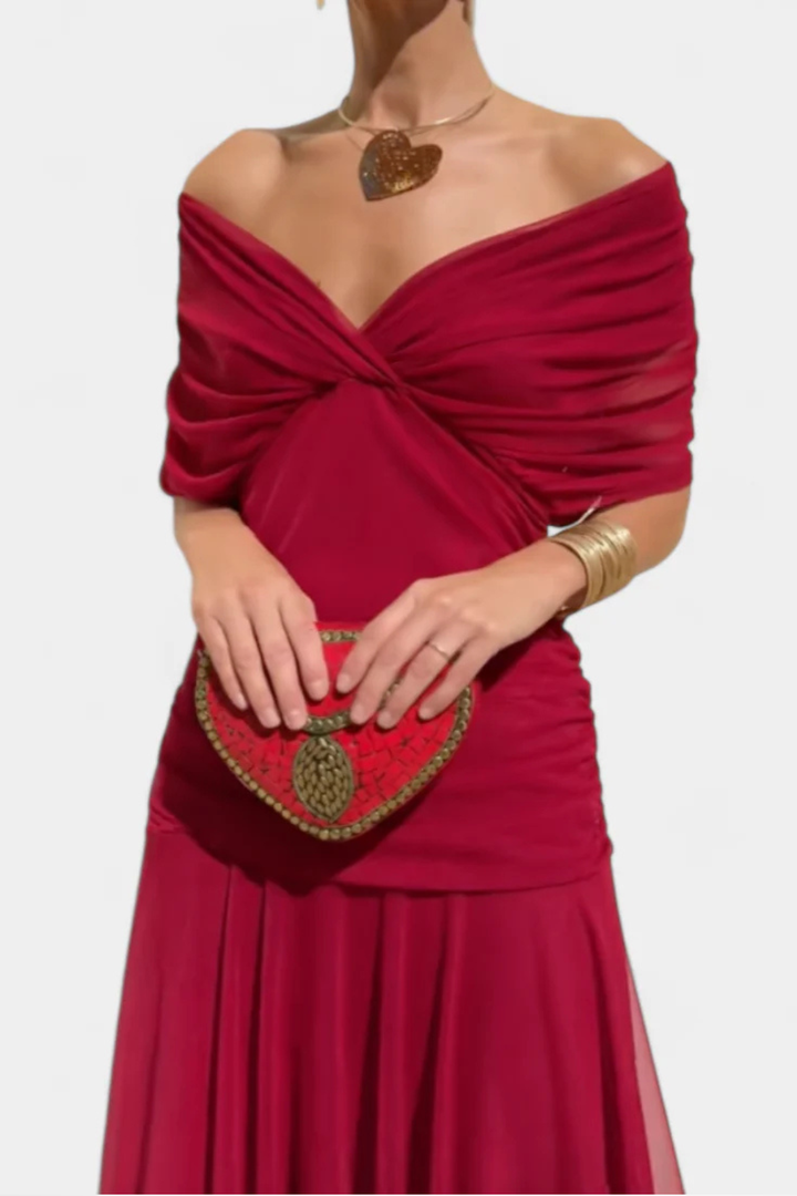 Women's Lightweight Pleated Summer Dress | Elegant Off-Shoulder Flowy Style