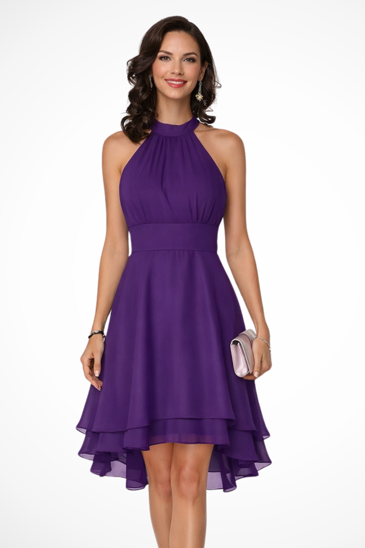 Women's Lightweight Ruffle Mini Dress | Elegant Halter Neck Summer Cocktail Dress 3