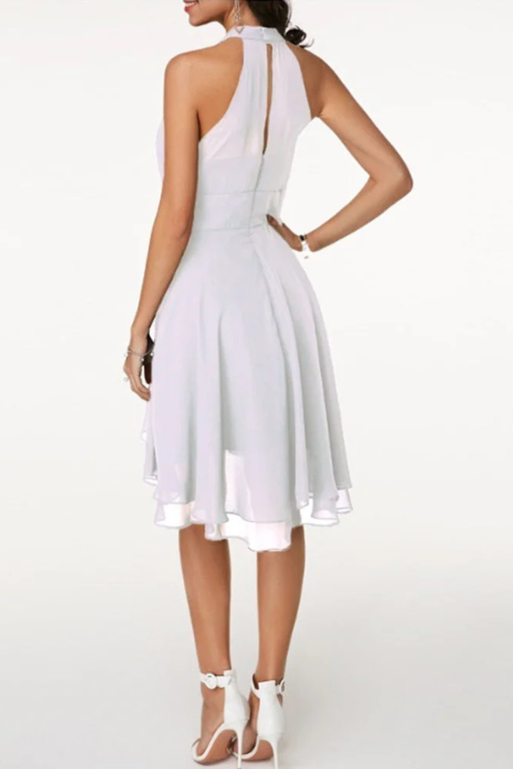 Women's Lightweight Ruffle Mini Dress | Elegant Halter Neck Summer Cocktail Dress 6