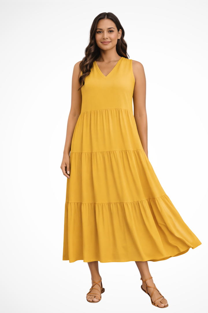 Women's Lightweight Tiered Maxi Dress | Elegant Sleeveless Summer Gown