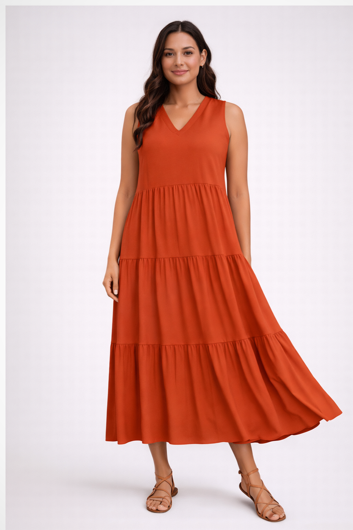 Women's Lightweight Tiered Maxi Dress | Elegant Sleeveless Summer Gown