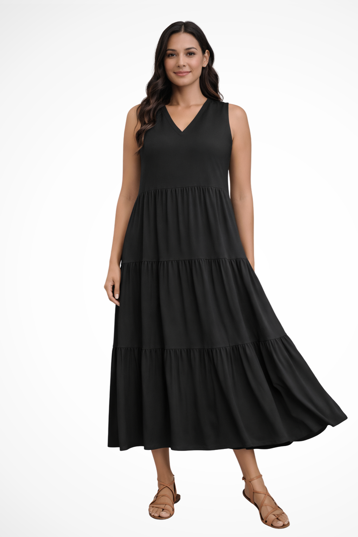 Women's Lightweight Tiered Maxi Dress | Elegant Sleeveless Summer Gown