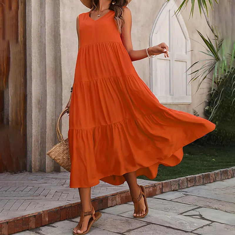 Women's Lightweight Tiered Maxi Dress | Elegant Sleeveless Summer Gown