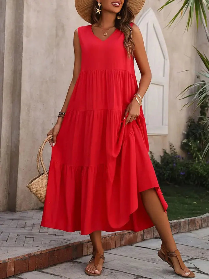 Women's Lightweight Tiered Maxi Dress | Elegant Sleeveless Summer Gown