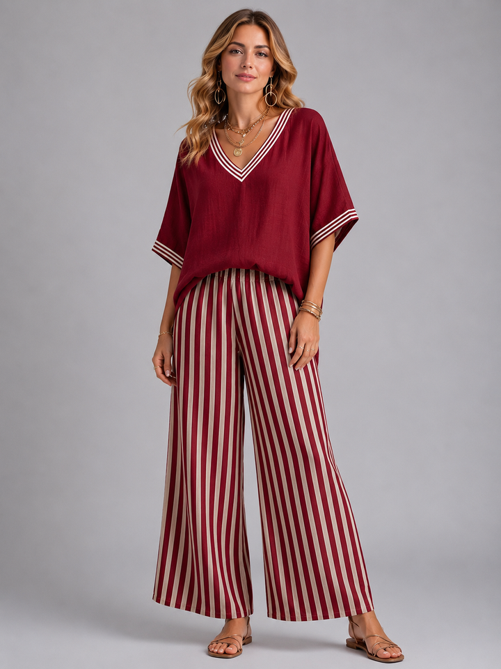 Women's Loungewear Set in Lightweight Linen-Look with Relaxed Fit for Summer Outings