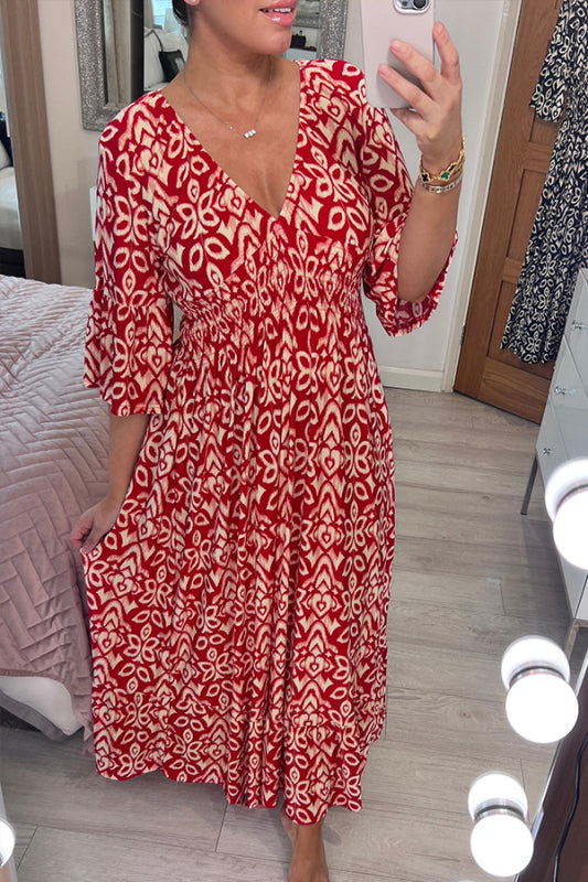Women's Maxi Dress in Lightweight Viscose with V-Neck for Summer Outings