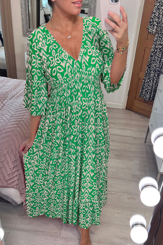Women's Maxi Dress in Lightweight Viscose with V-Neck for Summer Outings