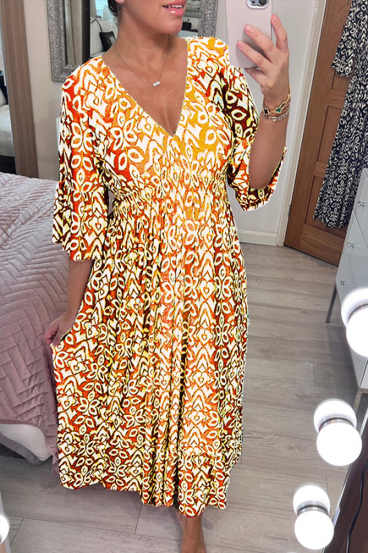 Women's Maxi Dress in Lightweight Viscose with V-Neck for Summer Outings