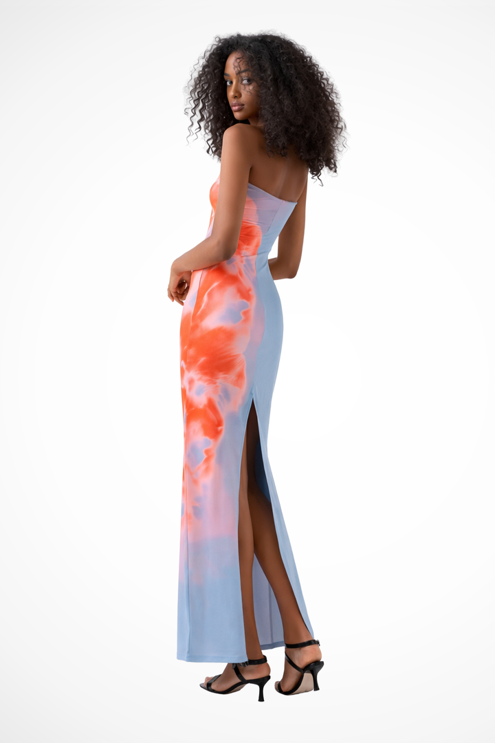 Women's Maxi Dress in Vibrant Print with Strapless Silhouette for Summer Beach Outings 1