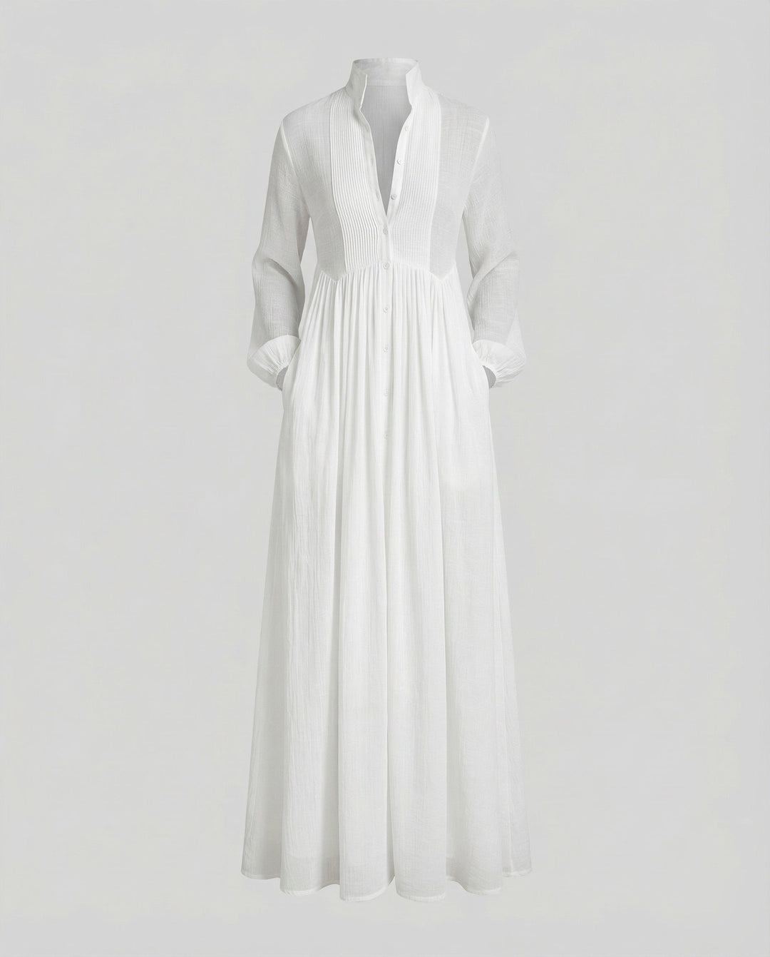 Women's Maxi Dress with Button Front and Gathered Waist in Lightweight Fabric for Summer Casual Wear